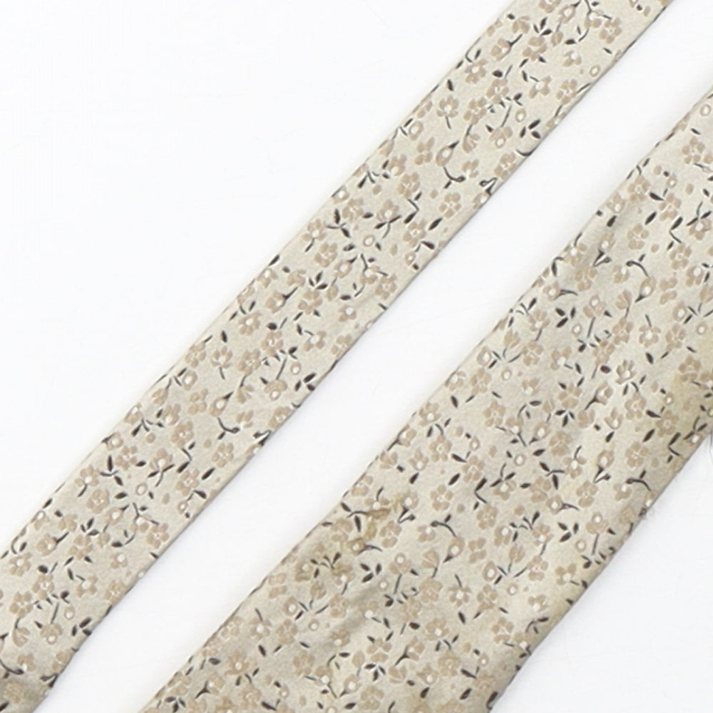 Marks and Spencer Mens Beige Floral Silk Pointed Tie One Size