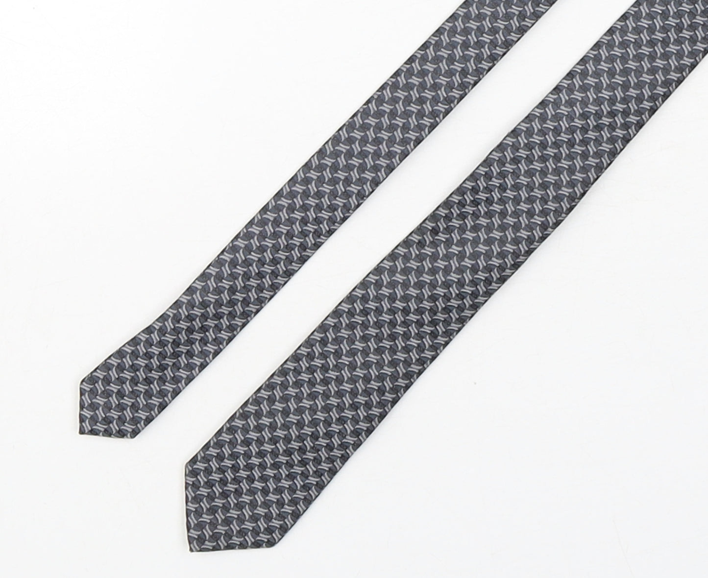 NEXT Mens Grey Geometric Polyester Pointed Tie One Size