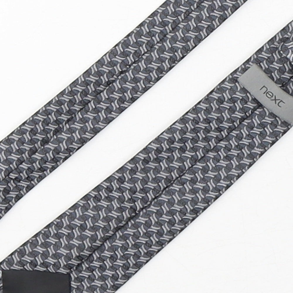 NEXT Mens Grey Geometric Polyester Pointed Tie One Size