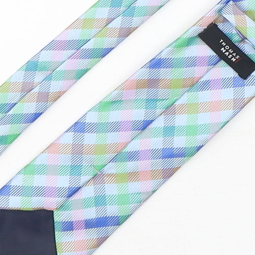 Thomas Nash  Mens Multicoloured Plaids & Checks Polyester Pointed Tie One Size