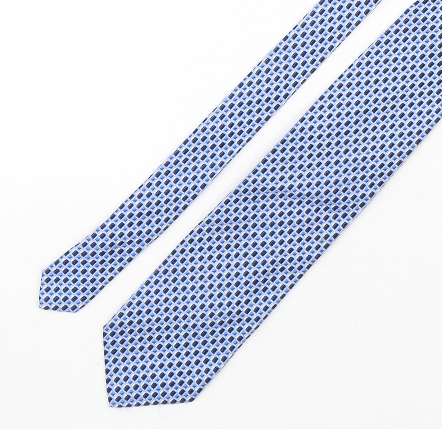 Chester Barrie Mens Blue Geometric Silk Pointed Tie One Size