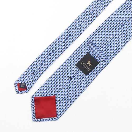 Chester Barrie Mens Blue Geometric Silk Pointed Tie One Size