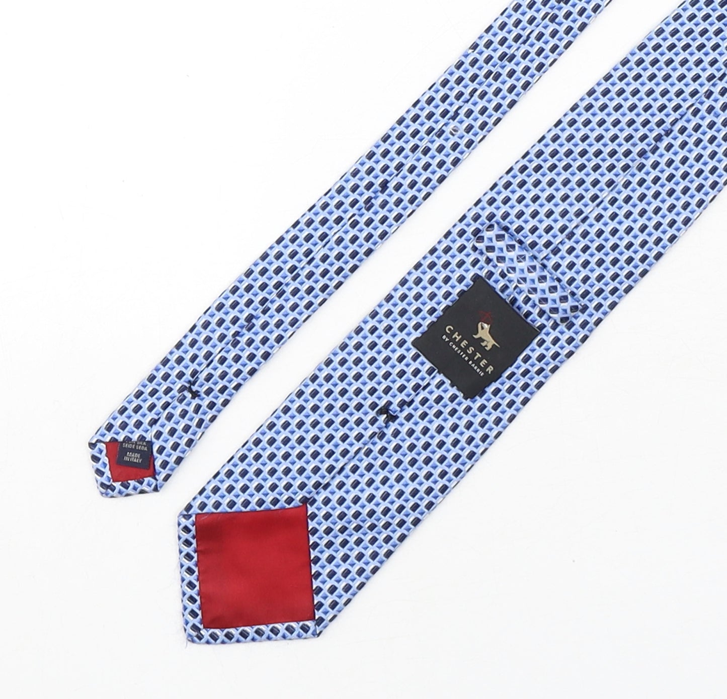 Chester Barrie Mens Blue Geometric Silk Pointed Tie One Size