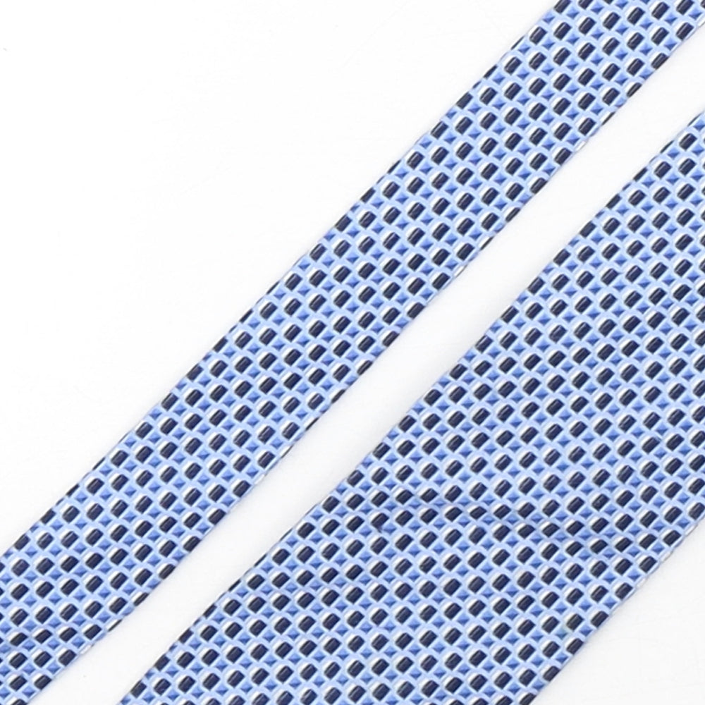Chester Barrie Mens Blue Geometric Silk Pointed Tie One Size