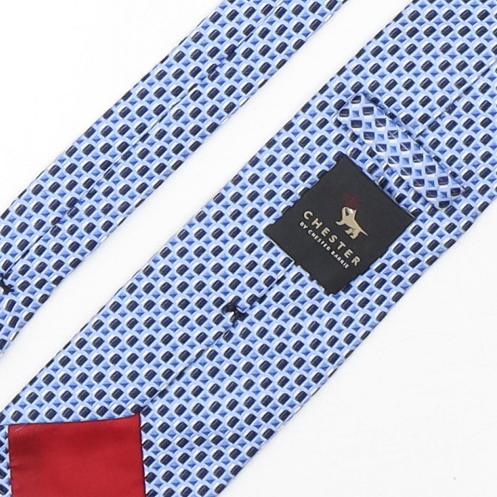 Chester Barrie Mens Blue Geometric Silk Pointed Tie One Size