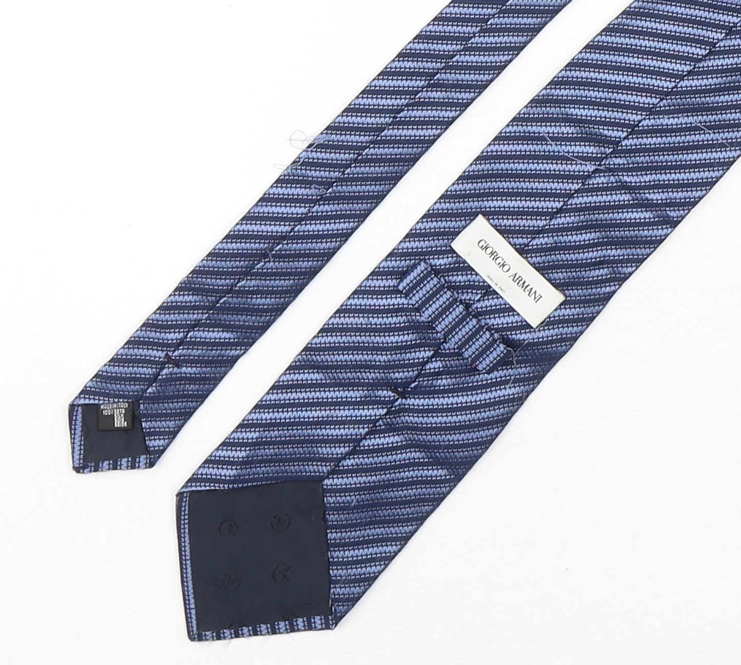 Giorgio Armani Mens Blue Striped Silk Pointed Tie One Size