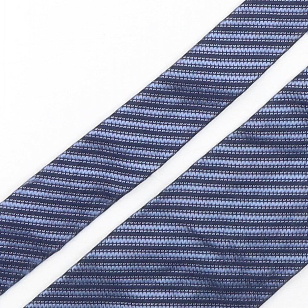 Giorgio Armani Mens Blue Striped Silk Pointed Tie One Size