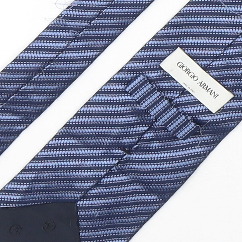 Giorgio Armani Mens Blue Striped Silk Pointed Tie One Size