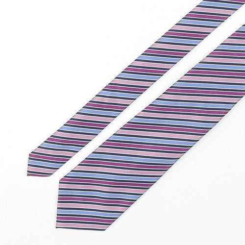 Marks and Spencer Mens Multicoloured Striped Polyester Pointed Tie One Size