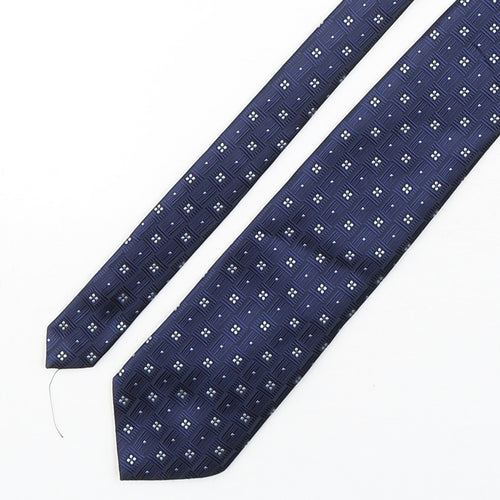 Marks and Spencer Mens Blue Geometric Polyester Pointed Tie One Size
