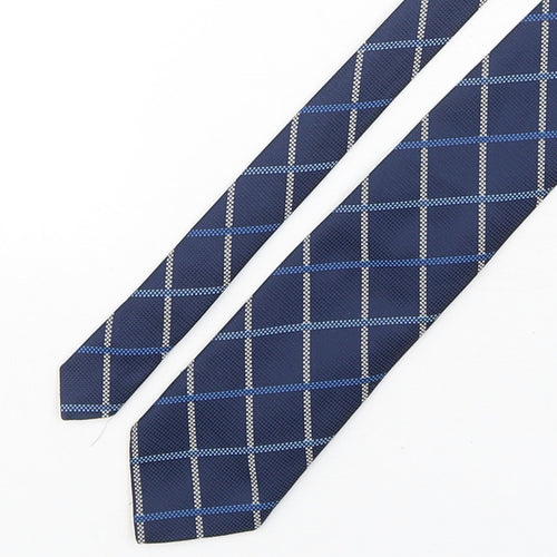 Marks and Spencer Mens Blue Plaids & Checks Polyester Pointed Tie One Size
