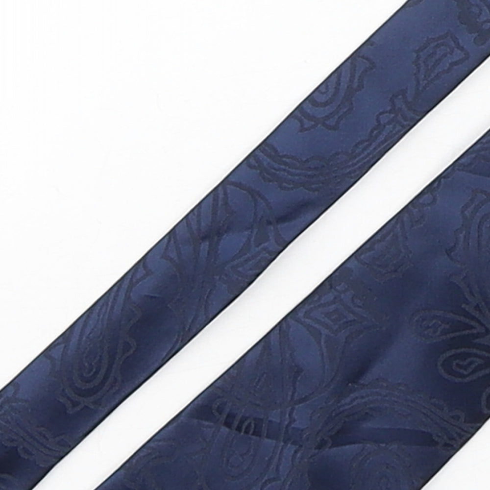 hisdern Mens Blue Paisley Silk Pointed Tie One Size