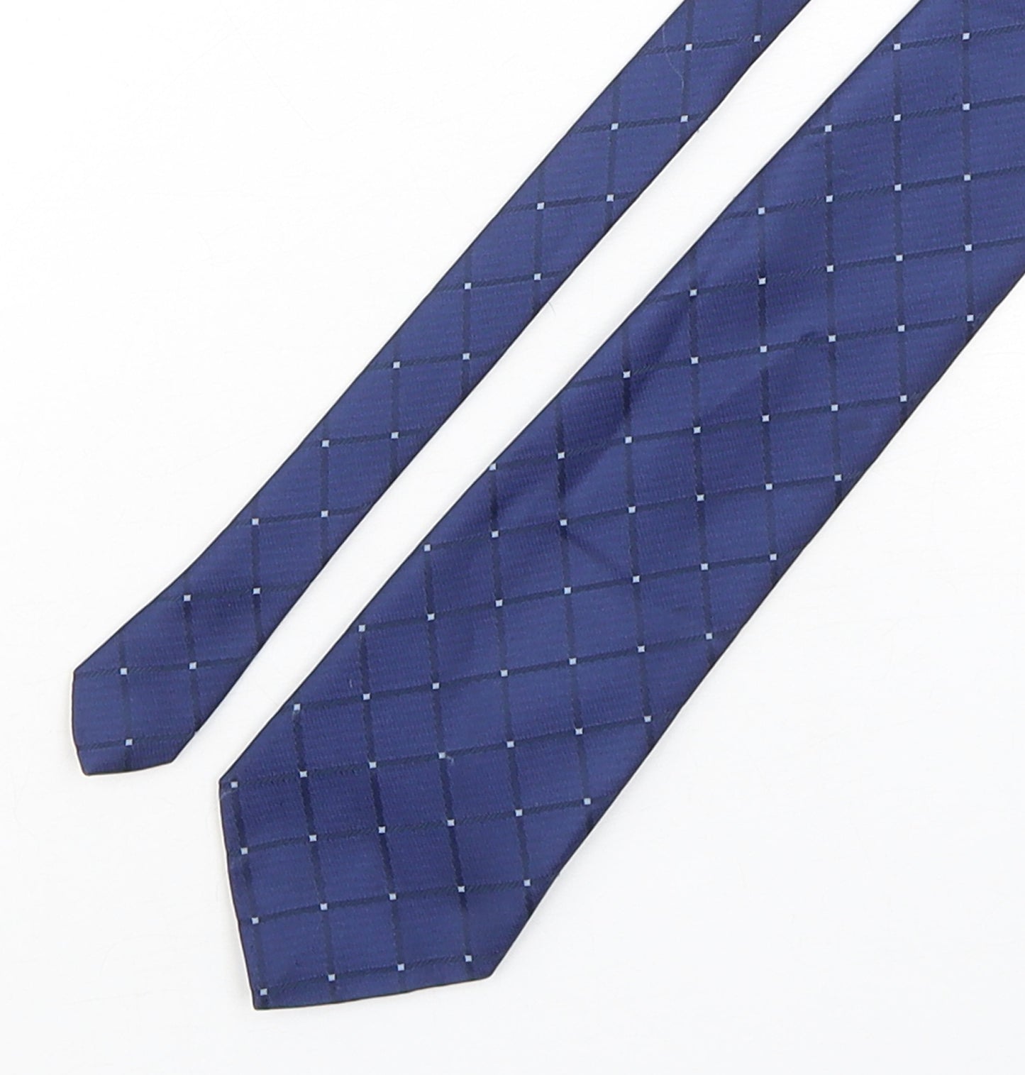 NEXT Mens Blue Plaids & Checks Polyester Pointed Tie One Size
