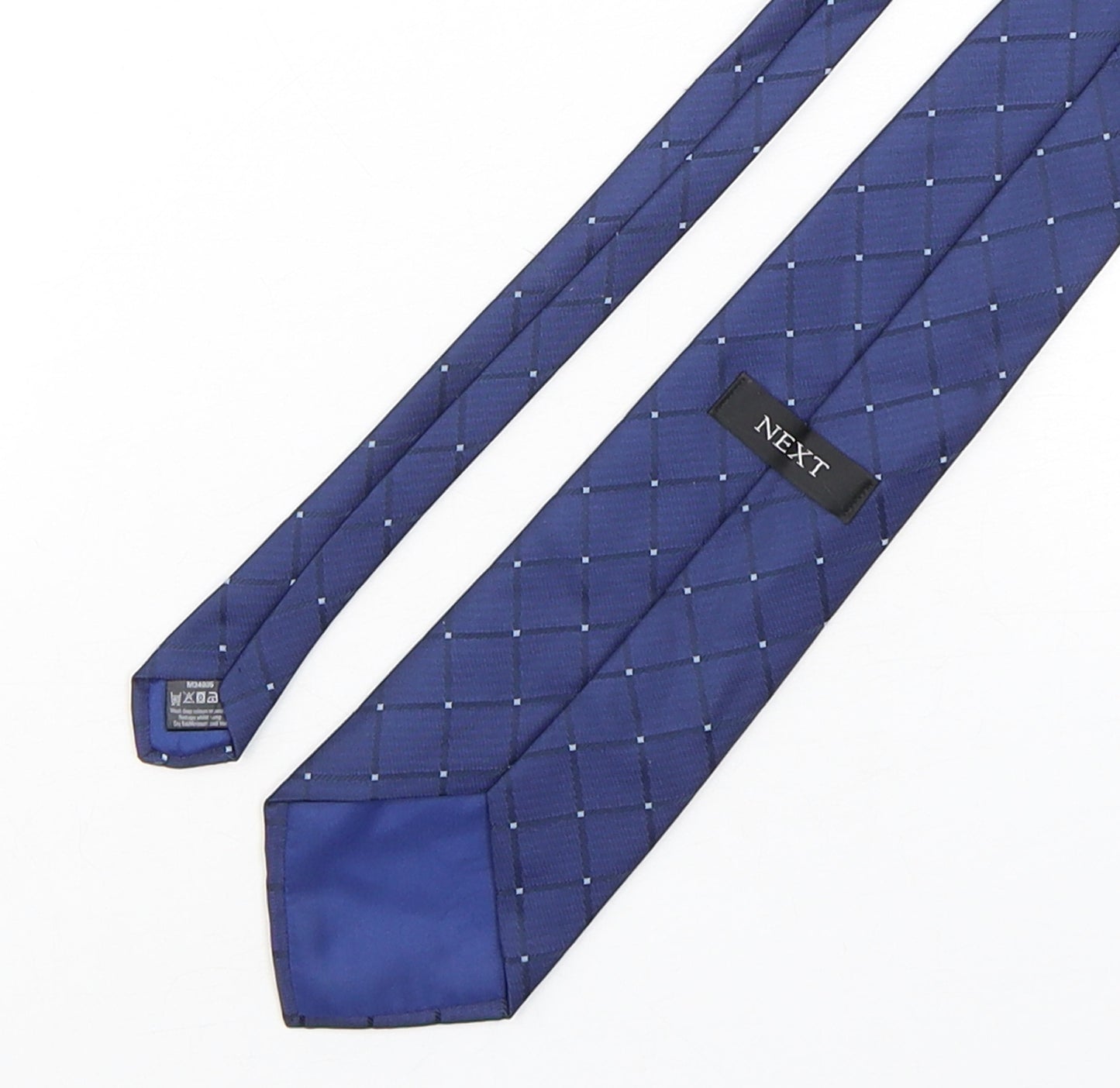 NEXT Mens Blue Plaids & Checks Polyester Pointed Tie One Size