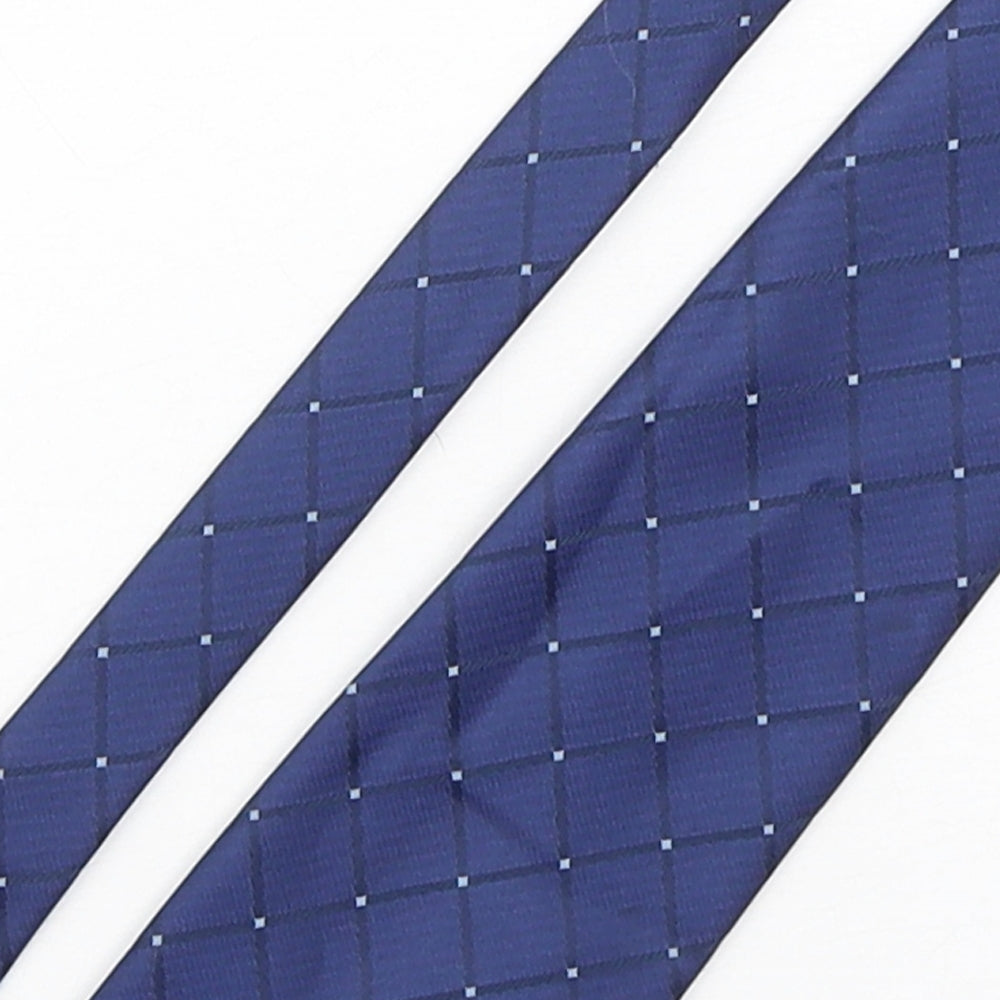 NEXT Mens Blue Plaids & Checks Polyester Pointed Tie One Size