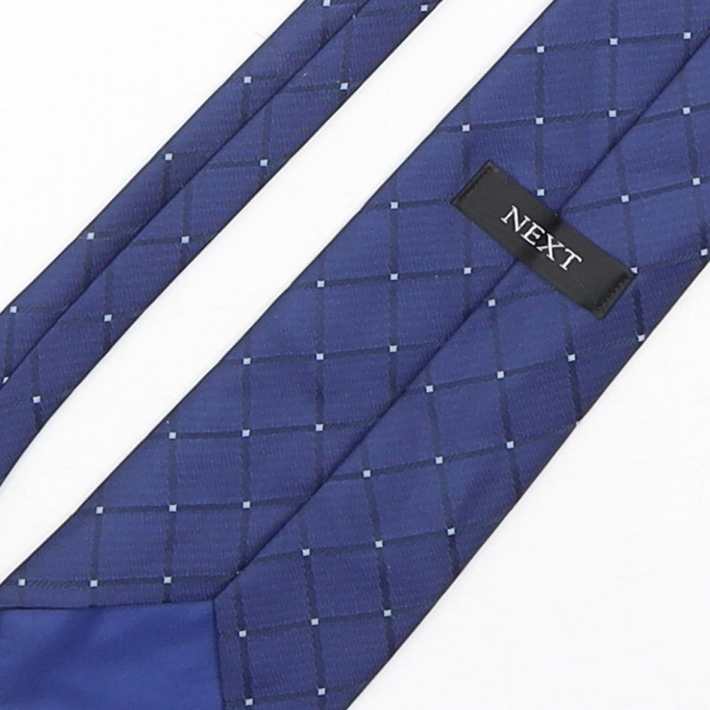 NEXT Mens Blue Plaids & Checks Polyester Pointed Tie One Size