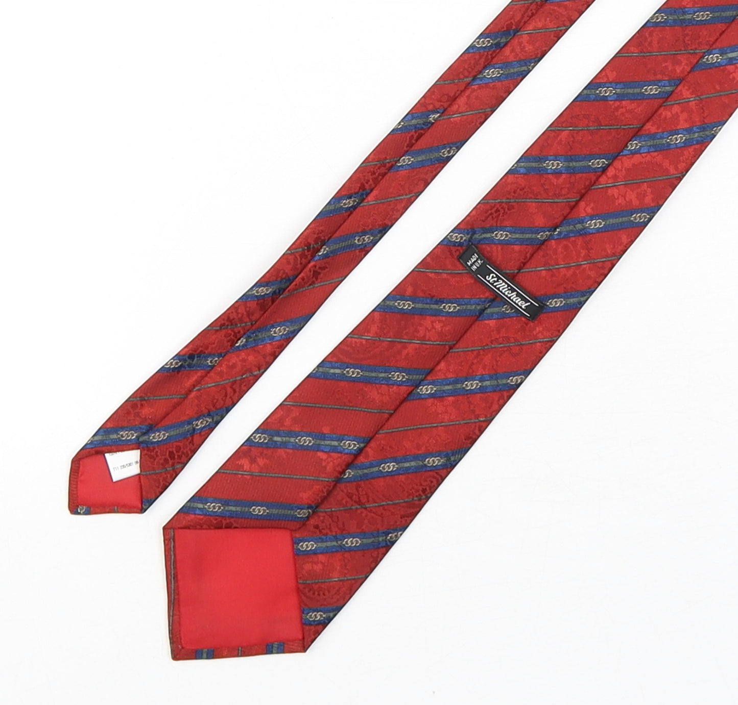 StMichael Mens Multicoloured Striped Polyester Pointed Tie One Size