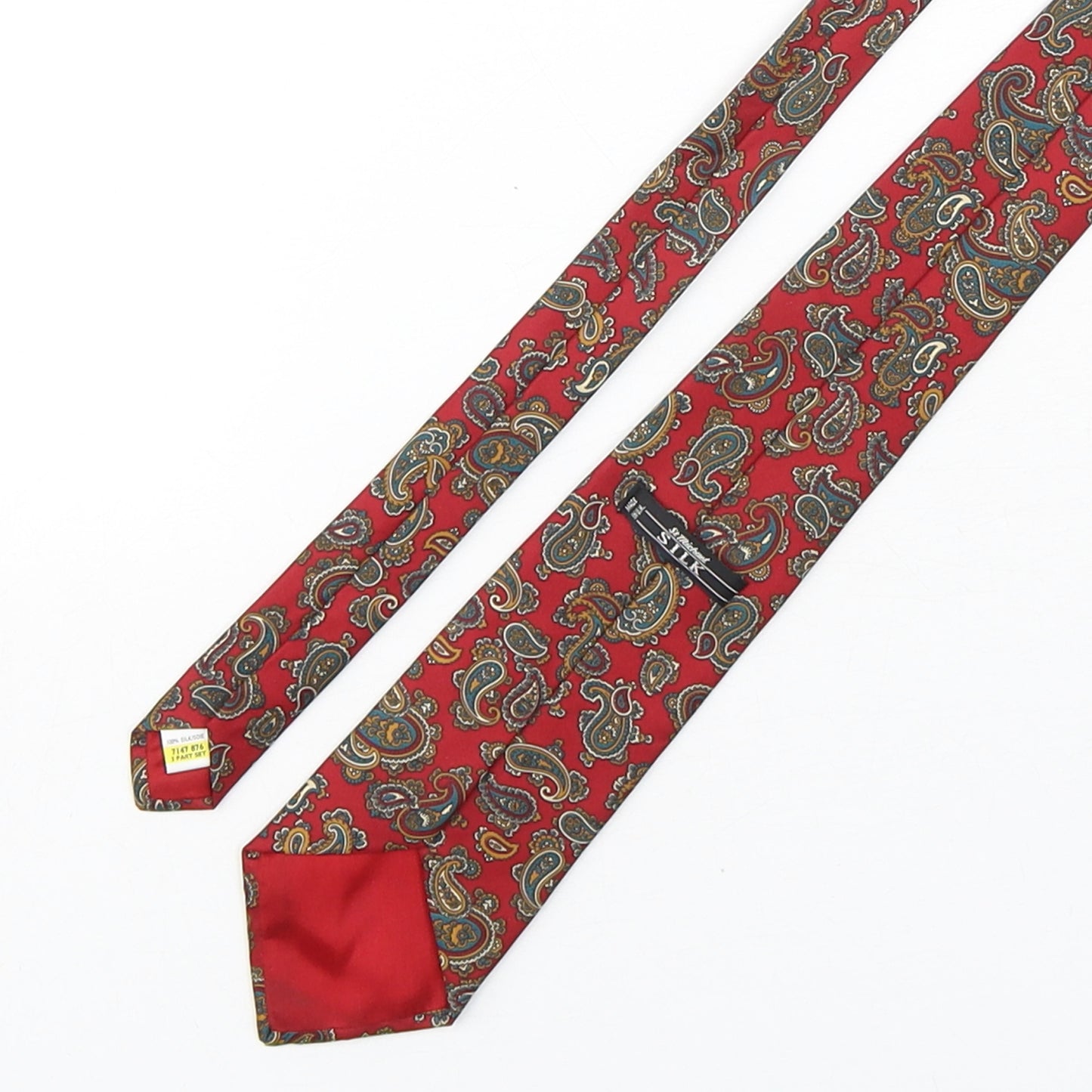 Marks and Spencer Mens Multicoloured Paisley Silk Pointed Tie One Size