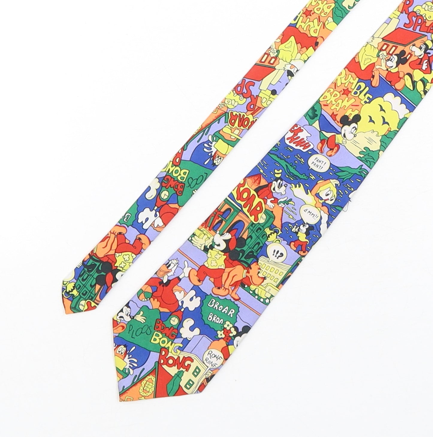 Preworn Mens Multicoloured Geometric Silk Pointed Tie One Size - Disney