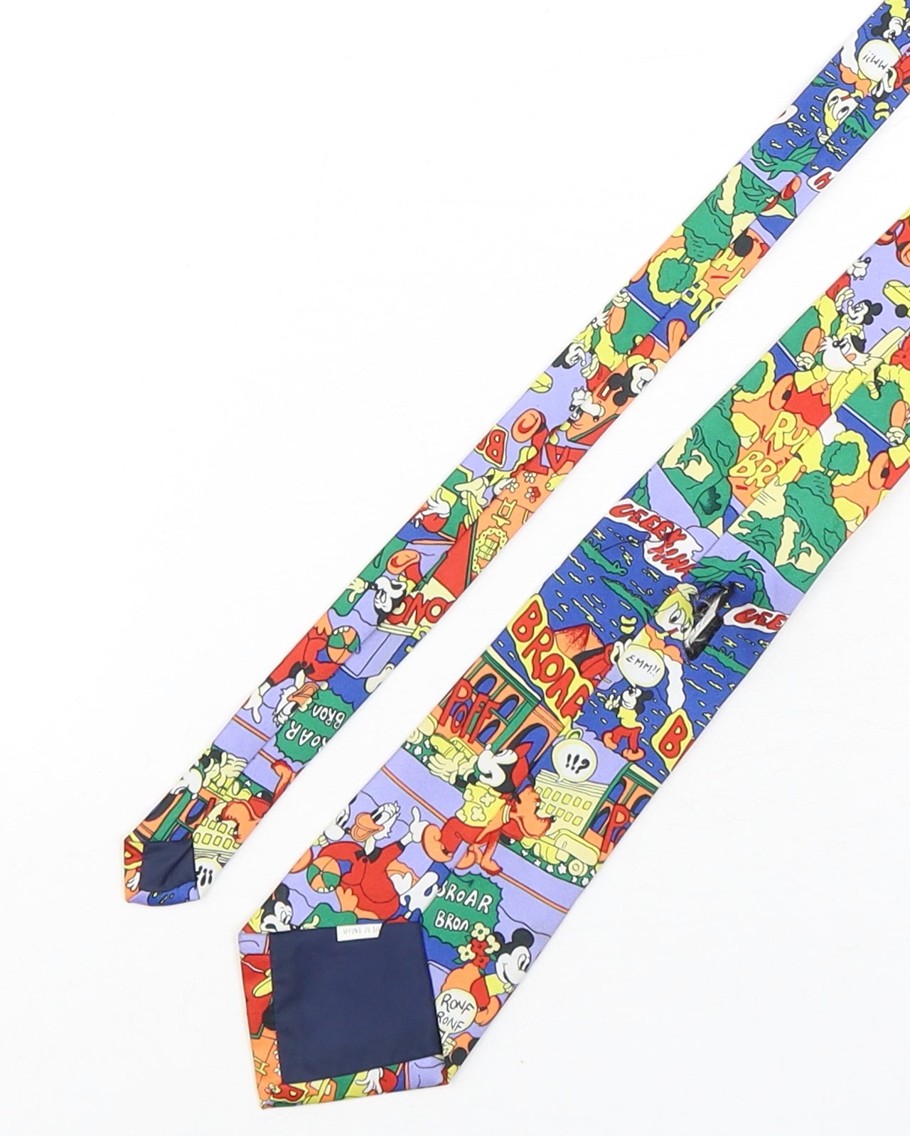 Preworn Mens Multicoloured Geometric Silk Pointed Tie One Size - Disney