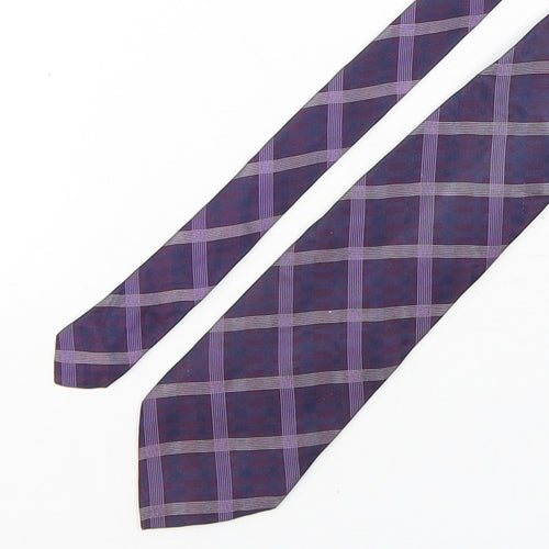 Milan  Mens Purple Plaids & Checks Silk Pointed Tie One Size