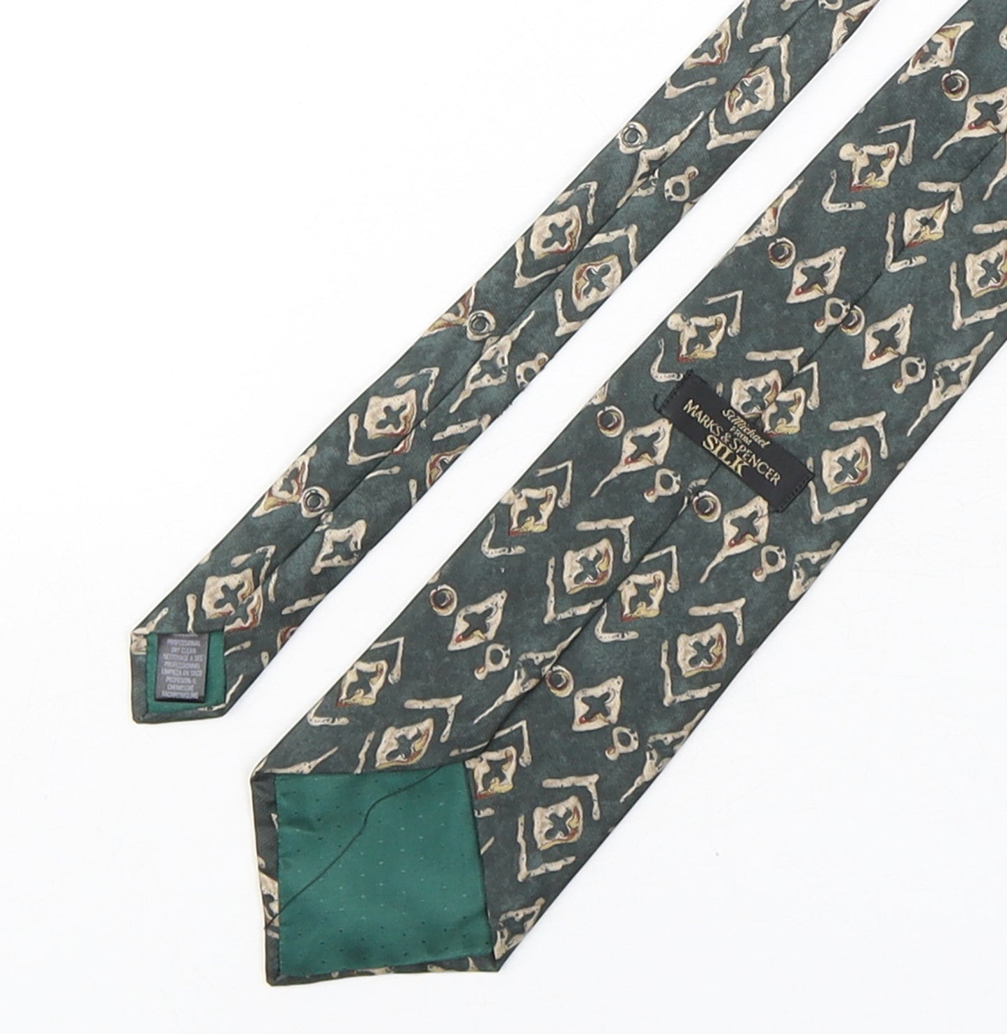 Marks and Spencer Mens Multicoloured Geometric Silk Pointed Tie One Size