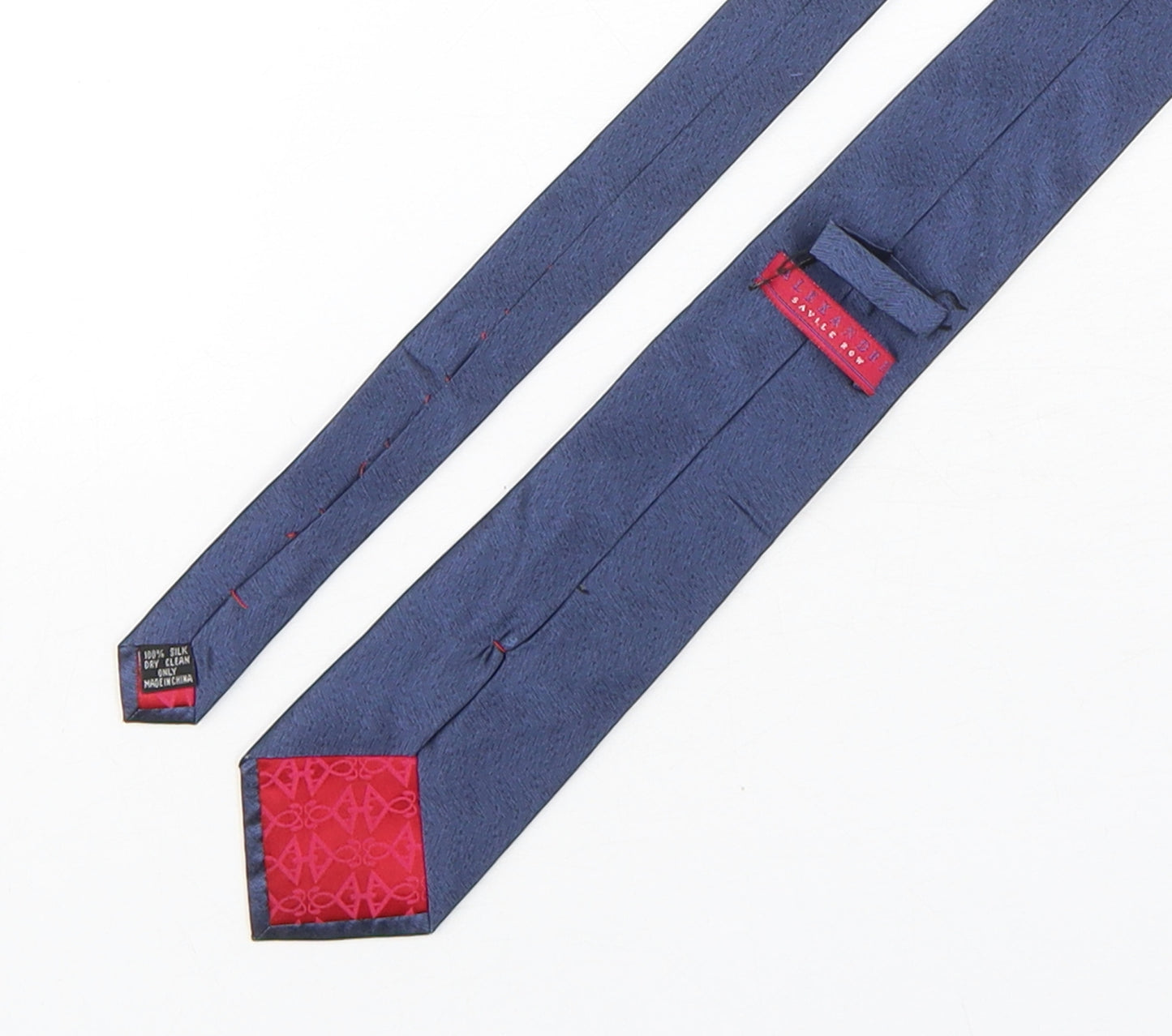 Alexandre Mens Blue  Silk Pointed Tie One Size