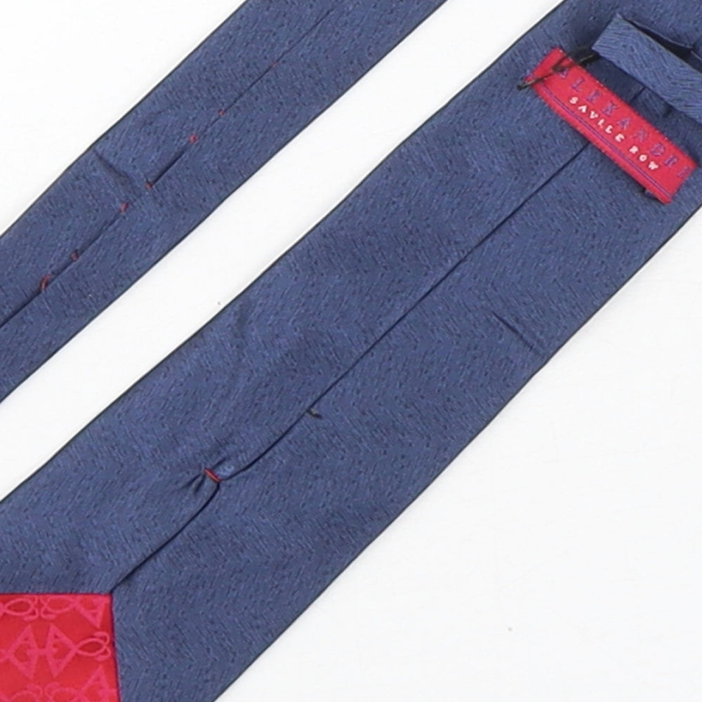 Alexandre Mens Blue  Silk Pointed Tie One Size