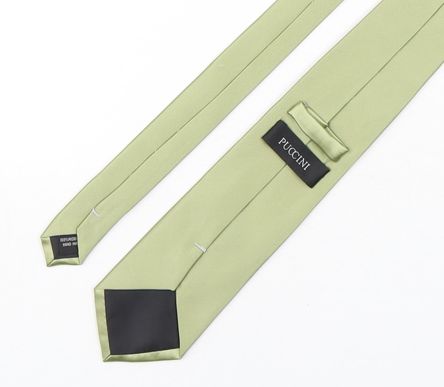 Puccini Mens Green  Microfibre Pointed Tie One Size