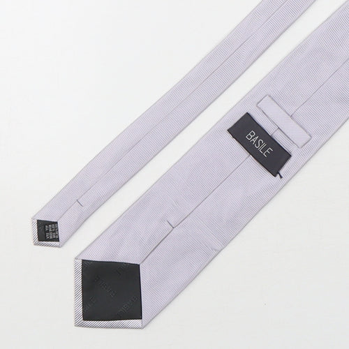 Basile Mens Silver  Silk Pointed Tie One Size
