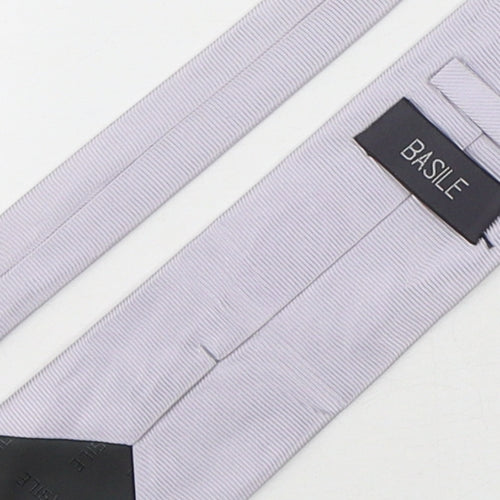 Basile Mens Silver  Silk Pointed Tie One Size