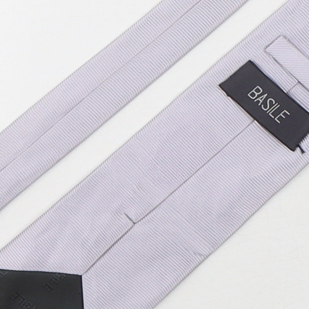 Basile Mens Silver  Silk Pointed Tie One Size
