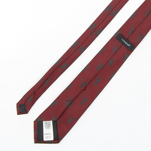 Autograph Mens Red Geometric Polyester Pointed Tie One Size