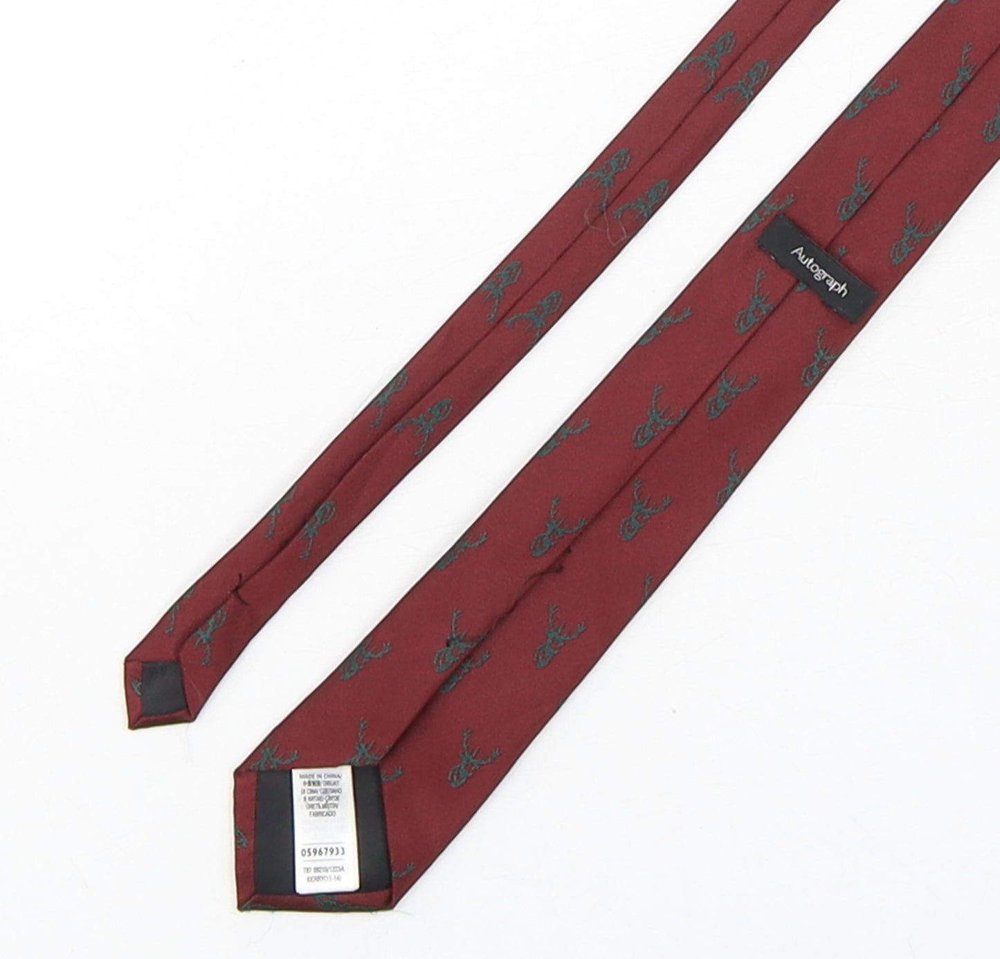 Autograph Mens Red Geometric Polyester Pointed Tie One Size
