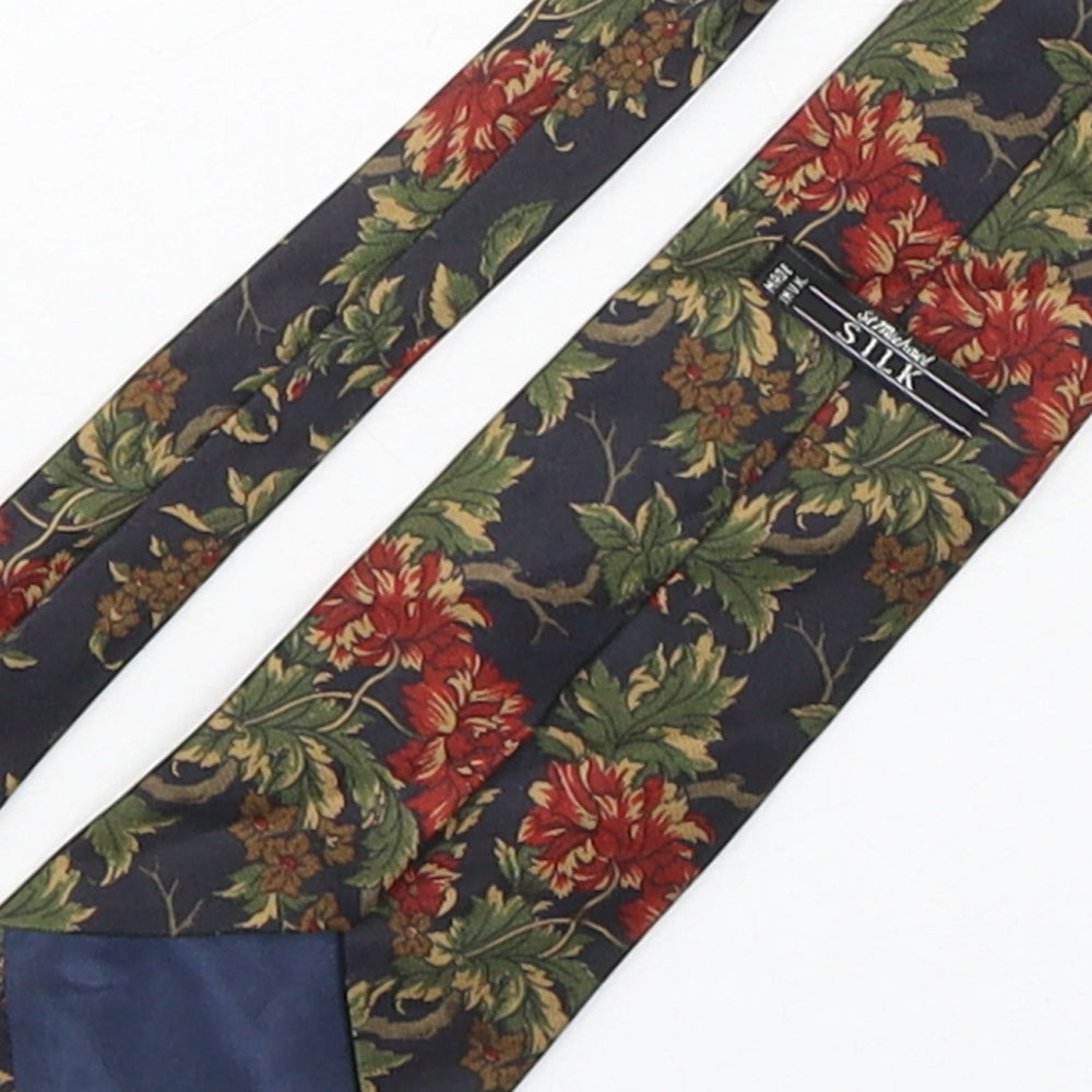 StMichael Mens Multicoloured Floral Silk Pointed Tie One Size