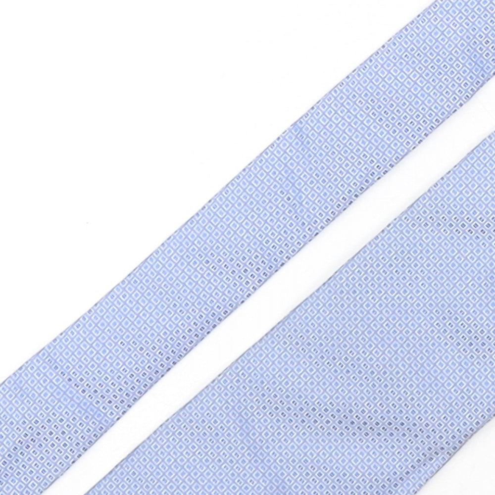 River Island  Mens Blue Geometric Silk Pointed Tie One Size