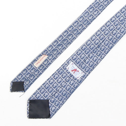 Peter Klinger  Mens Blue Geometric Polyester Pointed Tie One Size