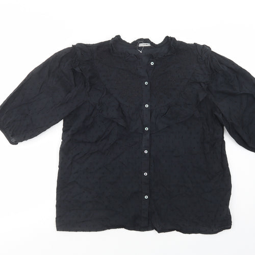 George Womens Black  Cotton Basic Button-Up Size 10 Crew Neck