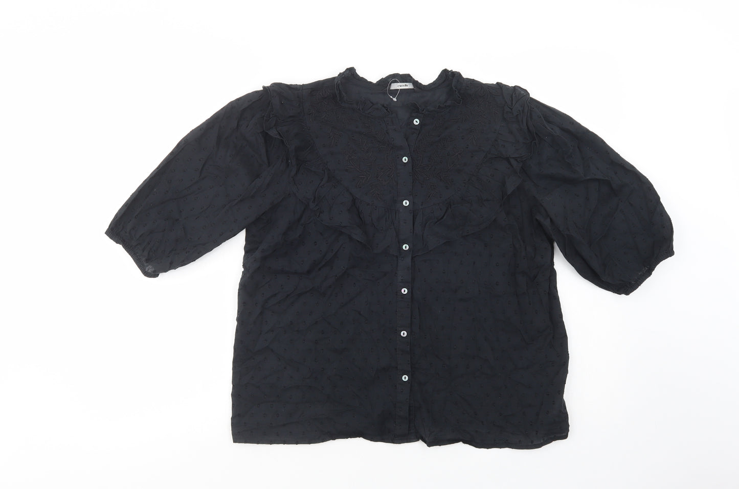 George Womens Black  Cotton Basic Button-Up Size 10 Crew Neck
