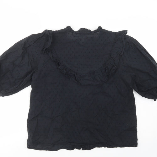George Womens Black  Cotton Basic Button-Up Size 10 Crew Neck