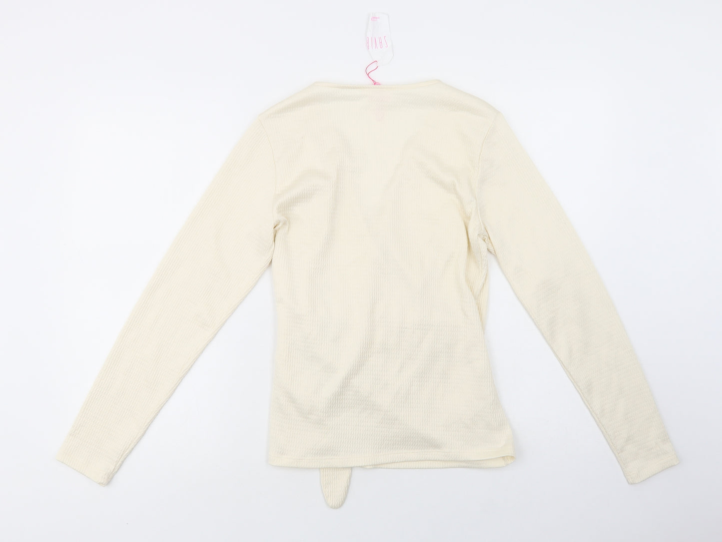Savida Womens Ivory  Polyester Basic Blouse Size S V-Neck