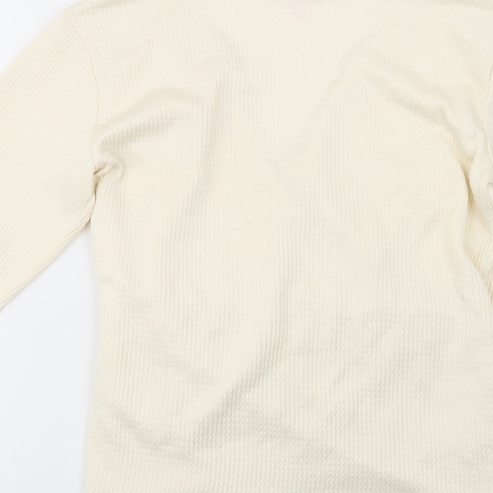 Savida Womens Ivory  Polyester Basic Blouse Size S V-Neck