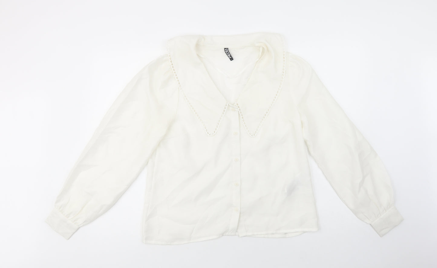 Pieces Womens White  Polyester Basic Button-Up Size S Collared