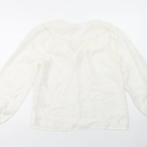 Pieces Womens White  Polyester Basic Button-Up Size S Collared