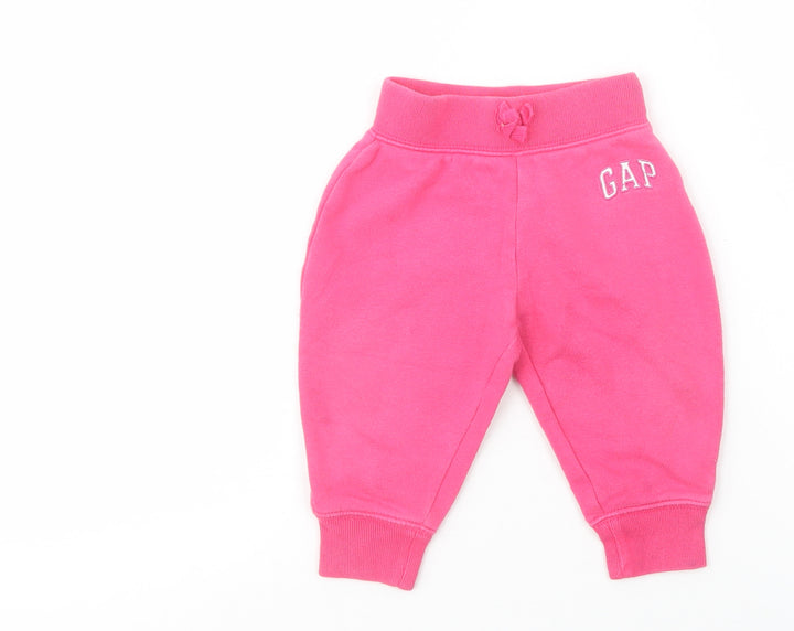 Gap Baby Pink Cotton Jogger Trousers Size 12-18 Months Drawstring