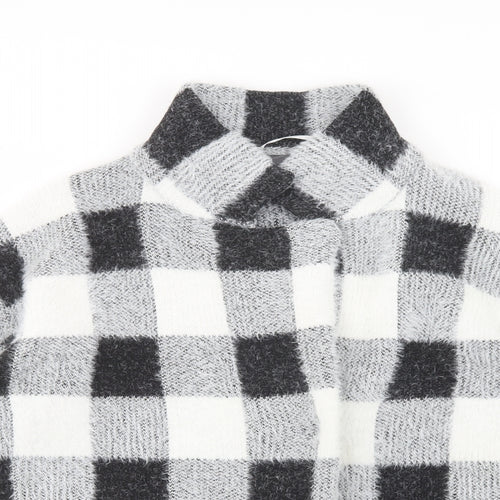 Primark Womens Grey Check  Jacket Coatigan Size M  Snap