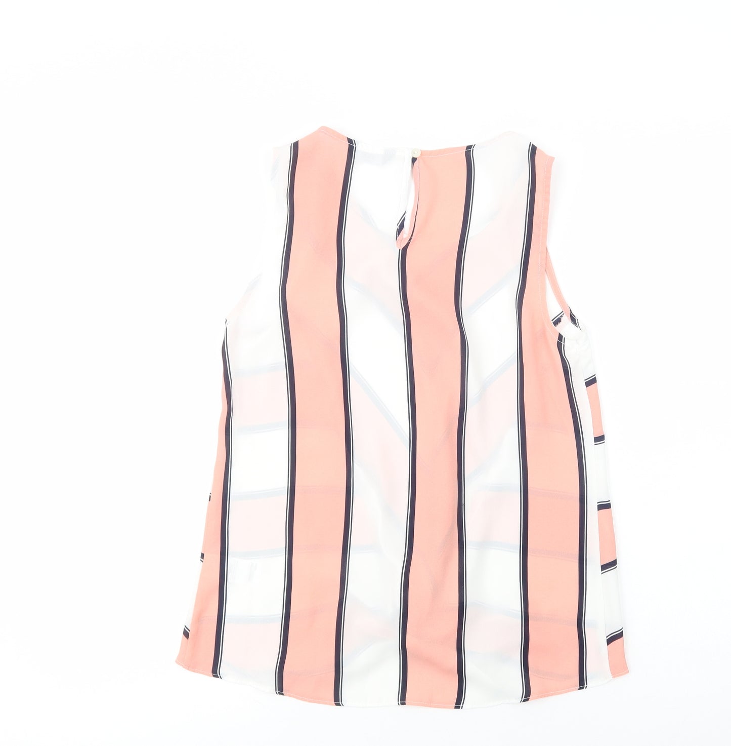 F&F Womens Pink Striped Polyester Basic Blouse Size 6 Boat Neck