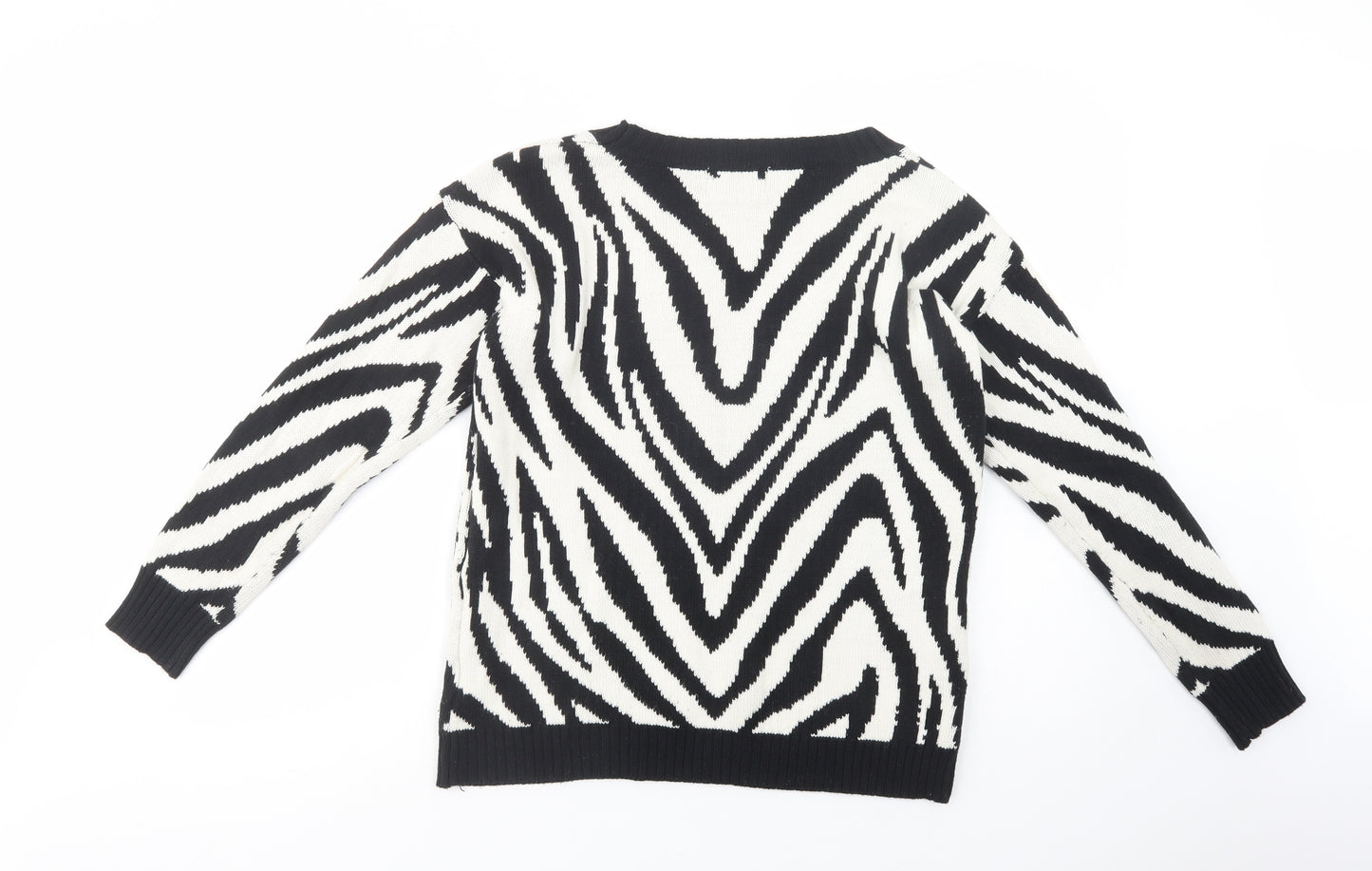 Louche Womens Black Boat Neck Animal Print Acrylic Pullover Jumper Size 12