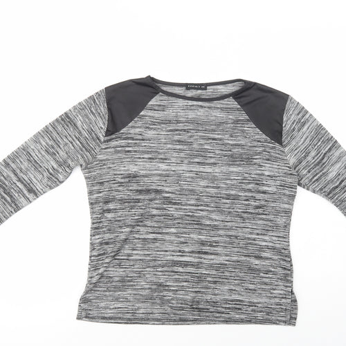 Exhibit One Womens Grey  Polyester Basic Blouse Size M Crew Neck