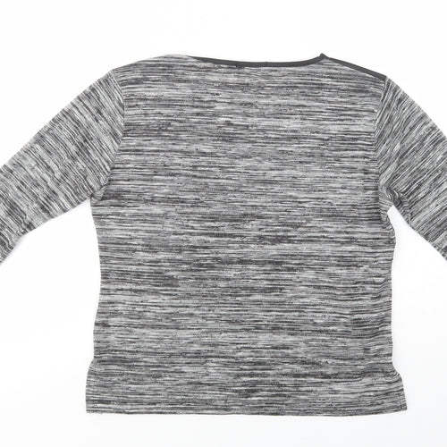 Exhibit One Womens Grey  Polyester Basic Blouse Size M Crew Neck